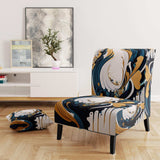 Blue And Gold Modern Art Abstract Painting V- Upholstered Accent Chair