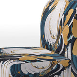 Blue And Gold Modern Art Abstract Painting V- Upholstered Accent Chair