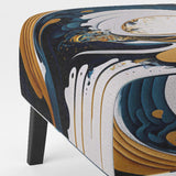 Blue And Gold Modern Art Abstract Painting V- Upholstered Accent Chair