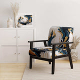 Blue And Gold Modern Art Abstract Painting V- Upholstered Accent Chair