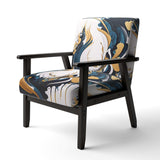 Blue And Gold Modern Art Abstract Painting V- Upholstered Accent Chair