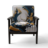 Blue And Gold Modern Art Abstract Painting V- Upholstered Accent Chair