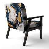 Blue And Gold Modern Art Abstract Painting V- Upholstered Accent Chair