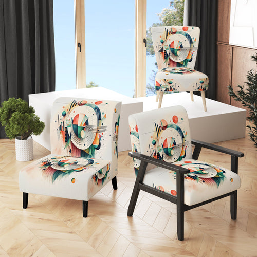 Multi-Color Geometric Art - Modern Accent Slipper Chair