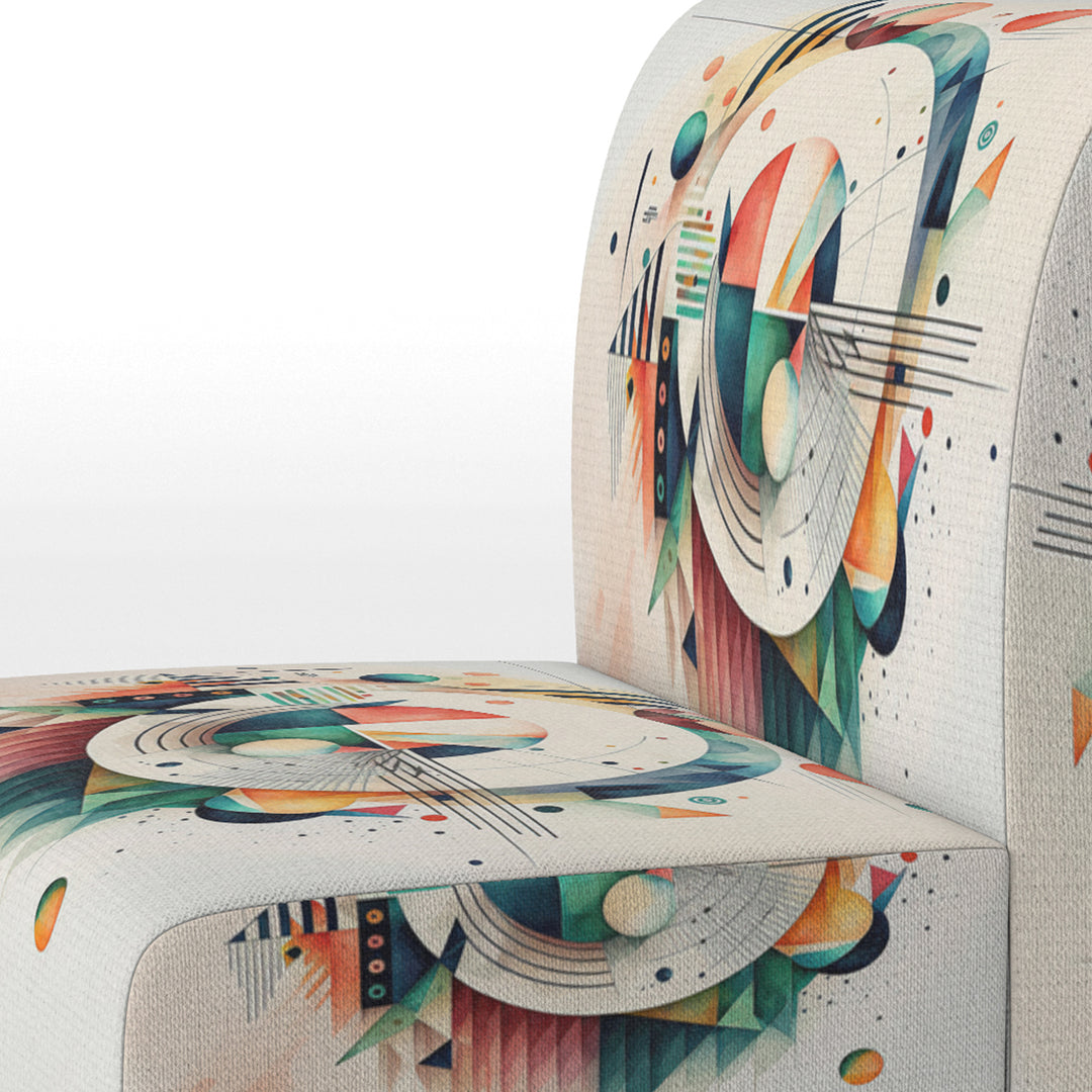Multi-Color Geometric Art - Modern Accent Slipper Chair