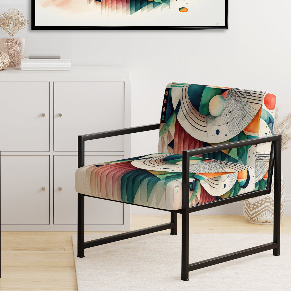 Multi-Color Geometric Art - Modern Accent Slipper Chair