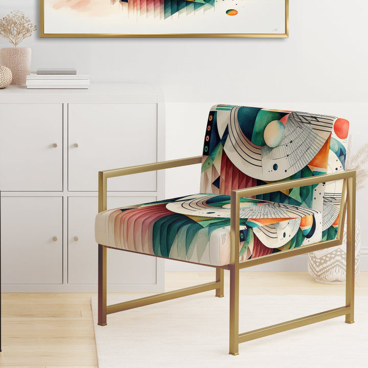 Multi-Color Geometric Art - Modern Accent Slipper Chair