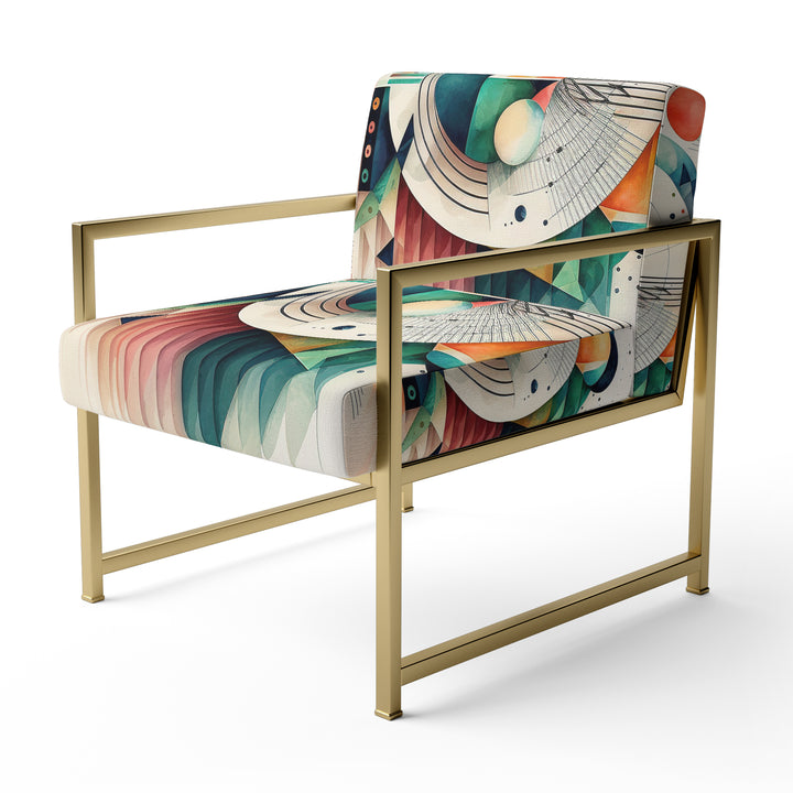 Multi-Color Geometric Art - Modern Accent Slipper Chair