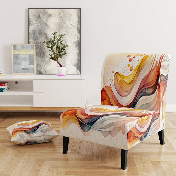 Warm Minimalist Waves - Modern Accent Side Chair