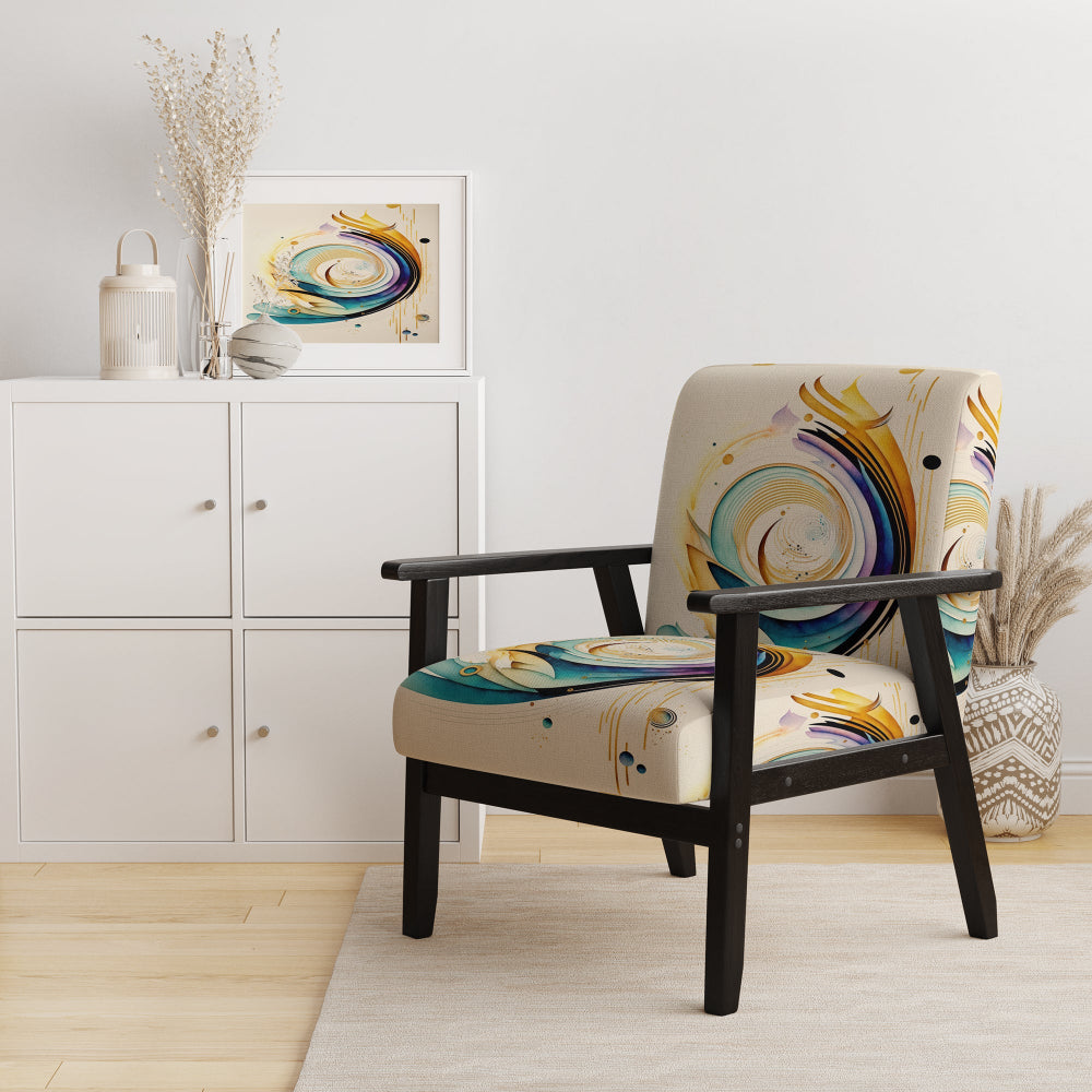 Colorful Watercolor Spiral - Modern Accent Slipper Chair