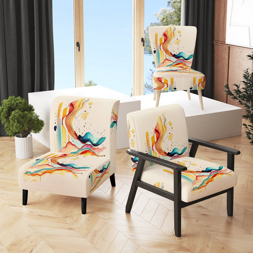 Multi-Color Watercolor Movement - Upholstered Modern Accent Chairs