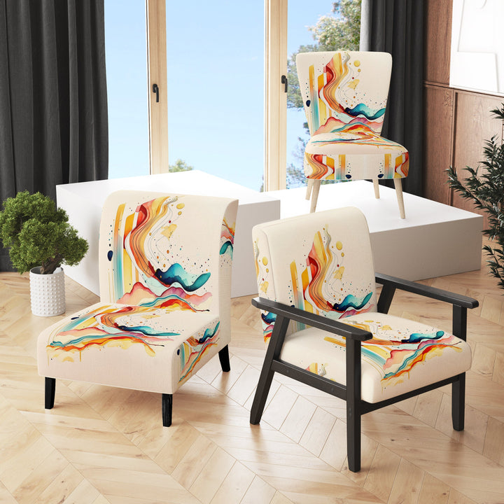Multi-Color Watercolor Movement - Upholstered Modern Accent Chairs