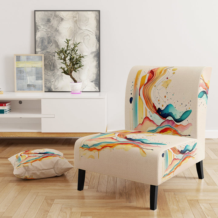 Multi-Color Watercolor Movement - Upholstered Modern Accent Chairs