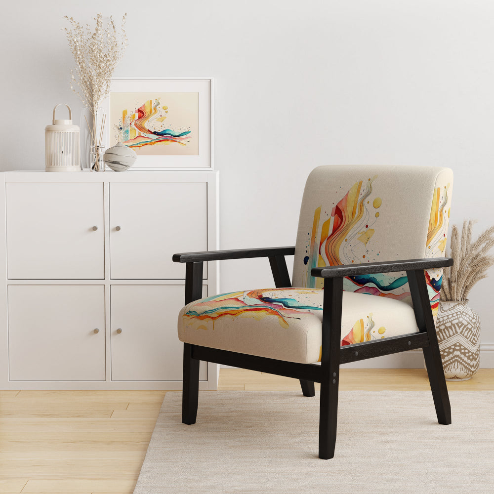Multi-Color Watercolor Movement - Upholstered Modern Accent Chairs
