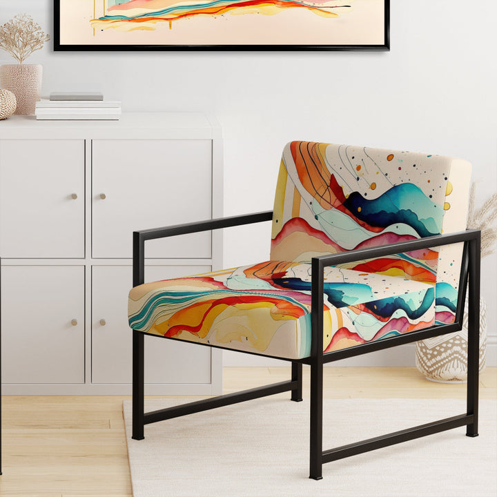 Multi-Color Watercolor Movement - Upholstered Modern Accent Chairs
