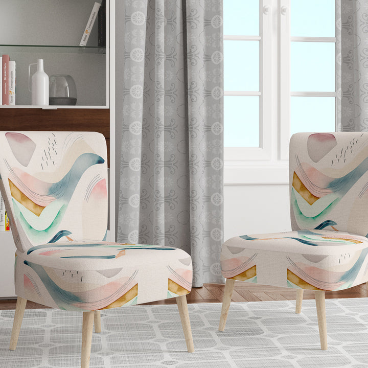 Multi-Color Pastel Waves - Modern Accent Side Chair