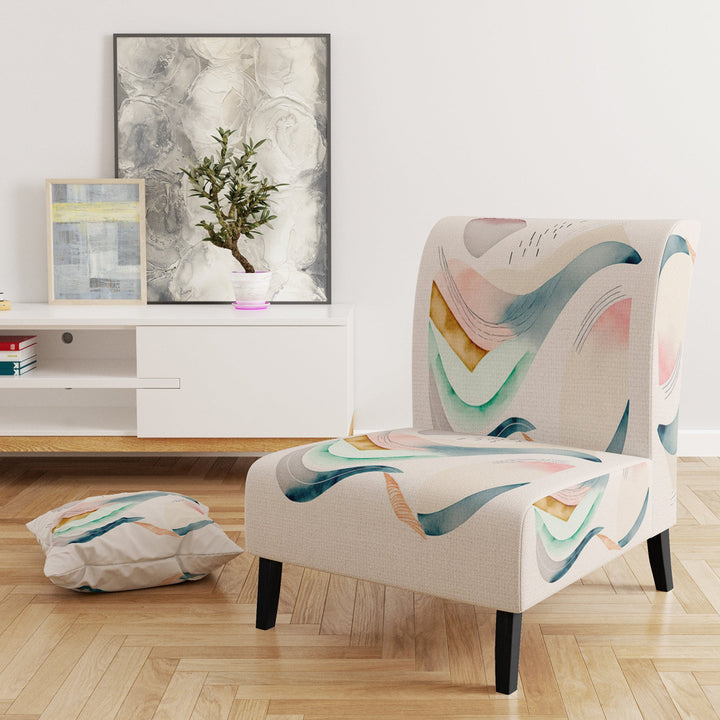 Multi-Color Pastel Waves - Modern Accent Side Chair