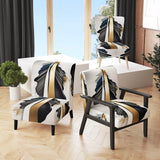 Black And Gold Cubic Expression VII- Upholstered Accent Chair