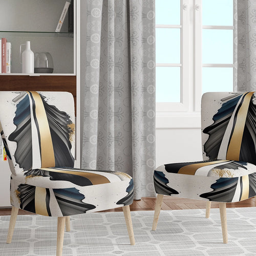 Black And Gold Cubic Expression VII- Upholstered Accent Chair