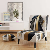 Black And Gold Cubic Expression VII- Upholstered Accent Chair