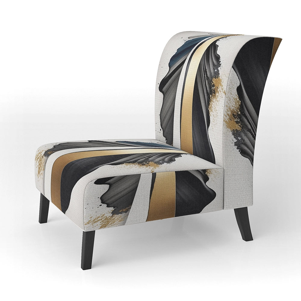 Black And Gold Cubic Expression VII- Upholstered Accent Chair