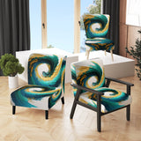 Teal And Black Art Deco - Modern Accent Slipper Chair