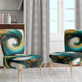 Teal And Black Art Deco - Modern Accent Slipper Chair