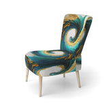 Teal And Black Art Deco - Modern Accent Slipper Chair
