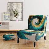 Teal And Black Art Deco - Modern Accent Slipper Chair