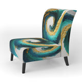 Teal And Black Art Deco - Modern Accent Slipper Chair