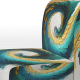 Teal And Black Art Deco - Modern Accent Slipper Chair