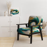Teal And Black Art Deco - Modern Accent Slipper Chair