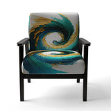 Teal And Black Art Deco - Modern Accent Slipper Chair