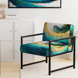 Teal And Black Art Deco - Modern Accent Slipper Chair