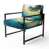 Teal And Black Art Deco - Modern Accent Slipper Chair