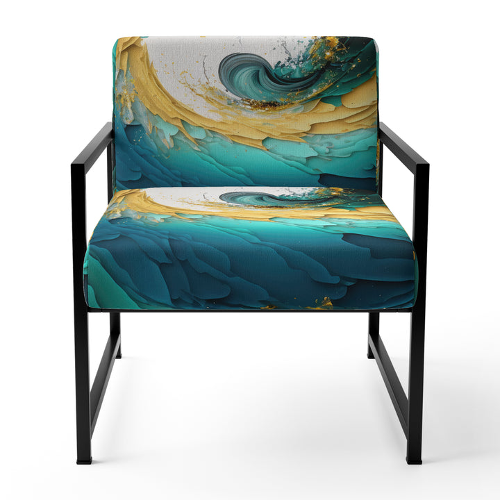 Teal And Black Art Deco - Modern Accent Slipper Chair