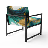 Teal And Black Art Deco - Modern Accent Slipper Chair