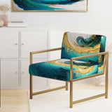 Teal And Black Art Deco - Modern Accent Slipper Chair