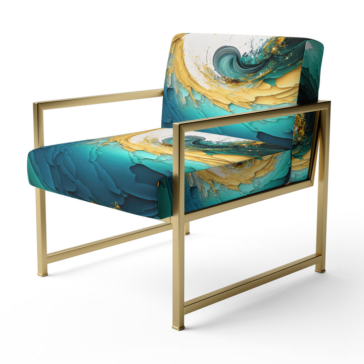 Teal And Black Art Deco - Modern Accent Slipper Chair