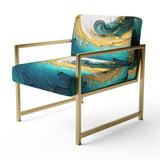 Teal And Black Art Deco - Modern Accent Slipper Chair