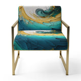 Teal And Black Art Deco - Modern Accent Slipper Chair