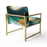 Teal And Black Art Deco - Modern Accent Slipper Chair