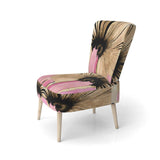 Pink Gerbera Flower On Abstract Fusion I- Upholstered Accent Chair