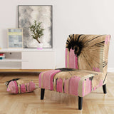 Pink Gerbera Flower On Abstract Fusion I- Upholstered Accent Chair