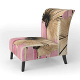 Pink Gerbera Flower On Abstract Fusion I- Upholstered Accent Chair