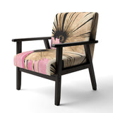 Pink Gerbera Flower On Abstract Fusion I- Upholstered Accent Chair