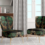 Green And Gold Angel Wings II- Upholstered Accent Chair