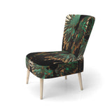 Green And Gold Angel Wings II- Upholstered Accent Chair