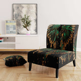 Green And Gold Angel Wings II- Upholstered Accent Chair