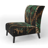 Green And Gold Angel Wings II- Upholstered Accent Chair